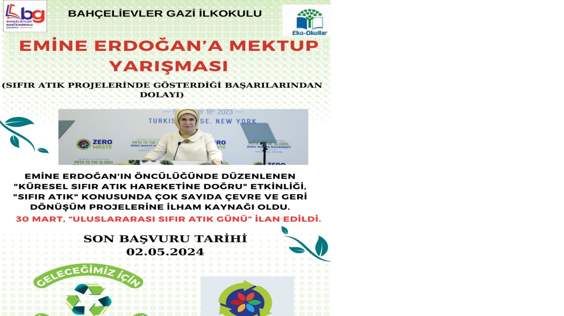 Ekookullar Yeşil Bayrak Projesi Emine Erdoğan'a Mektup Yarışması.